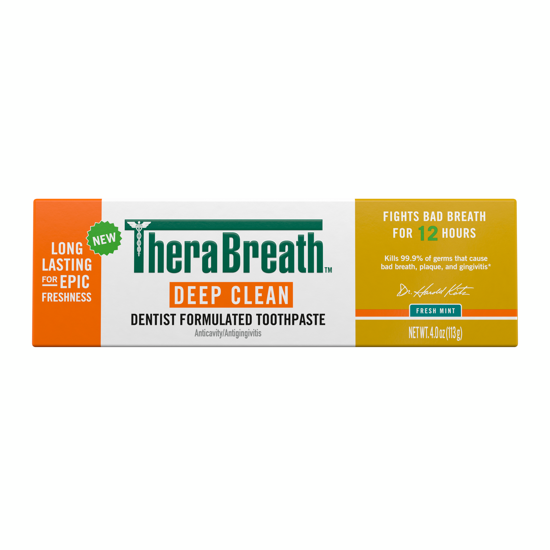 TheraBreath Deep Clean Toothpaste, Helps Fight Bad Breath, Fresh Mint – Single