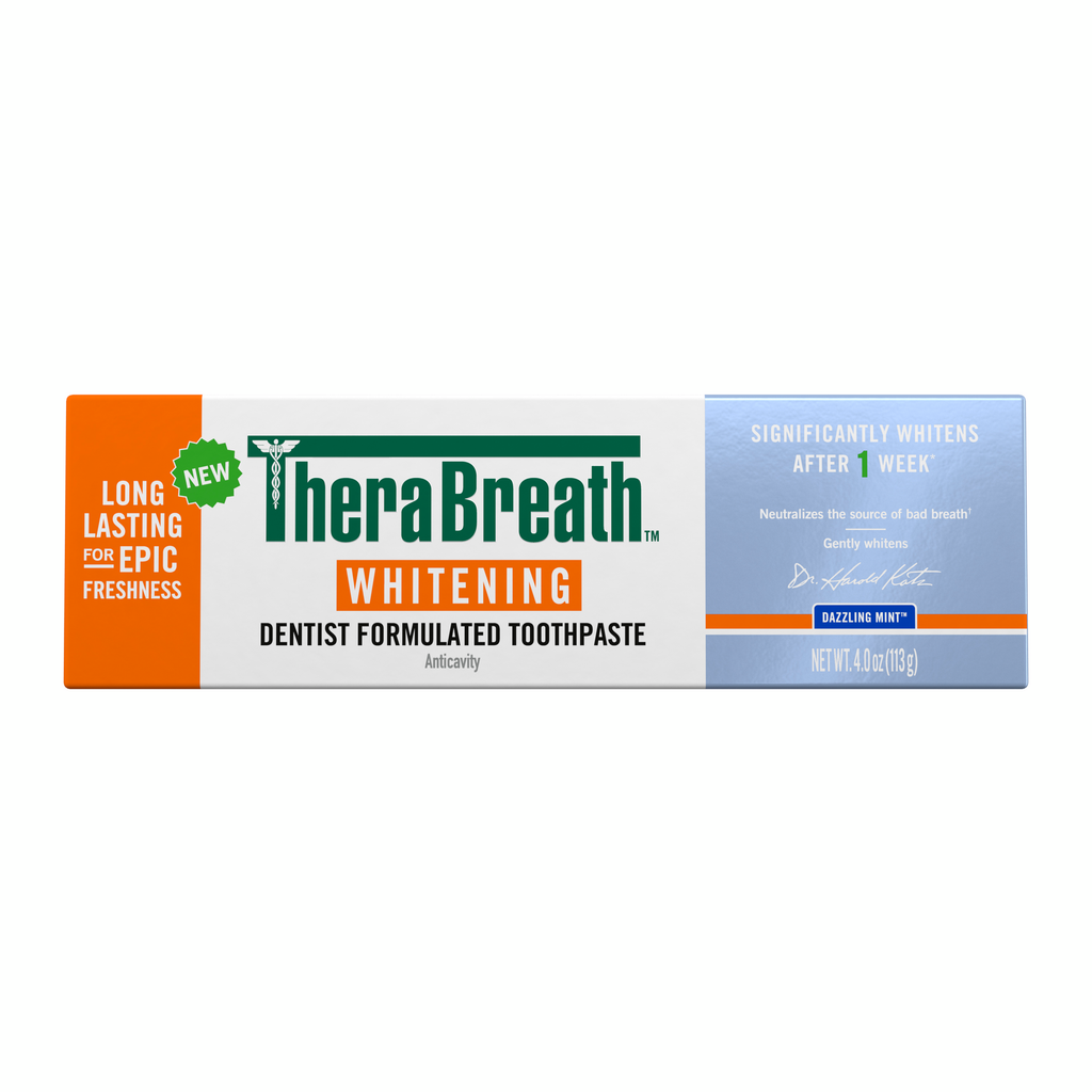 TheraBreath Whitening Toothpaste, Peroxide-Free & Anticavity, Dazzling Mint – Single