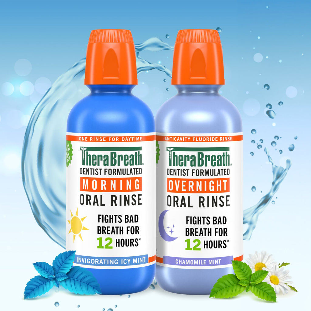 TheraBreath AM PM Mouthwash Bundle, Morning & Overnight Rinses, 16 Fl Oz, 2-Pack