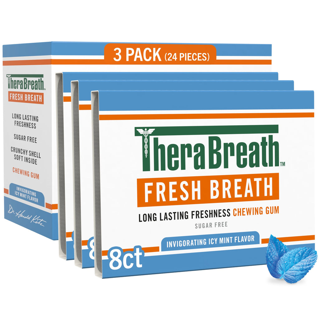 Chewing Gum, Invigorating Icy Mint Flavor – 8 Count (Pack of 3)