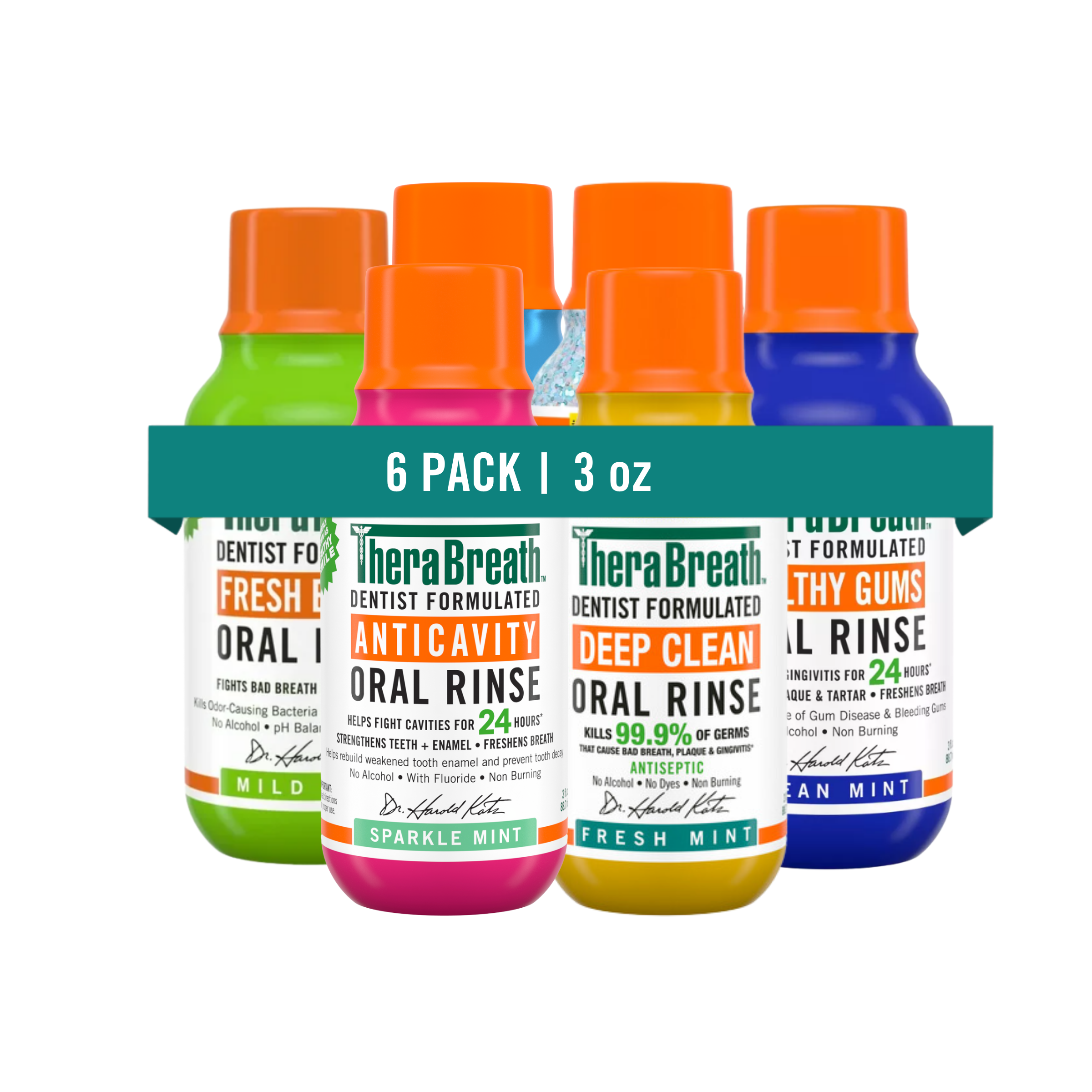 Travel-Size Mouthwash – TheraBreath Variety 6-Pack Bundle