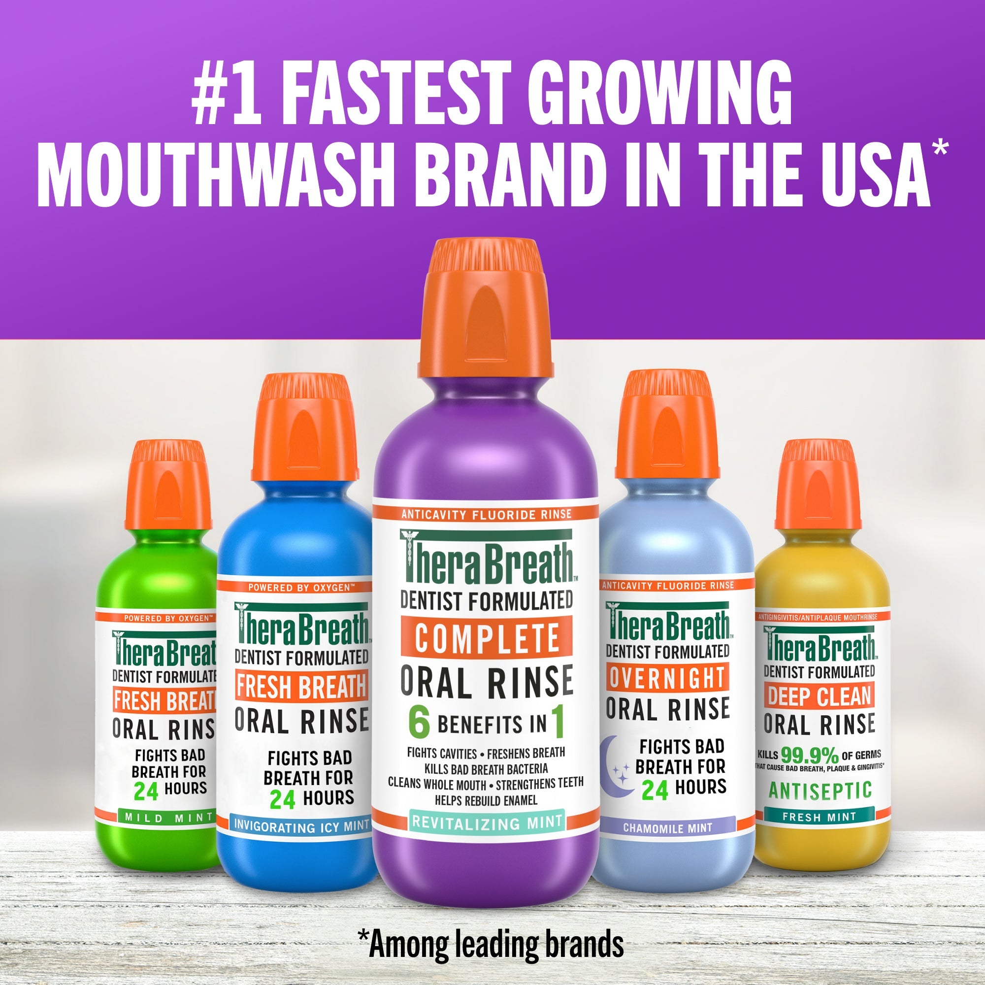 TheraBreath Complete Mouthwash, 6-In-1 Bene?ts, Alcohol-Free, Revitalizing Mint – 16 oz