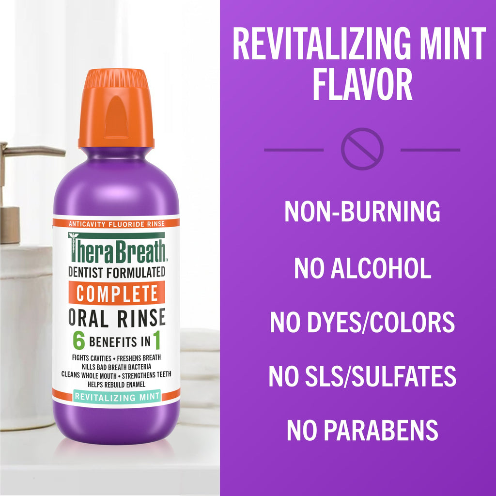 TheraBreath Complete Mouthwash, 6-In-1 Bene?ts, Alcohol-Free, Revitalizing Mint