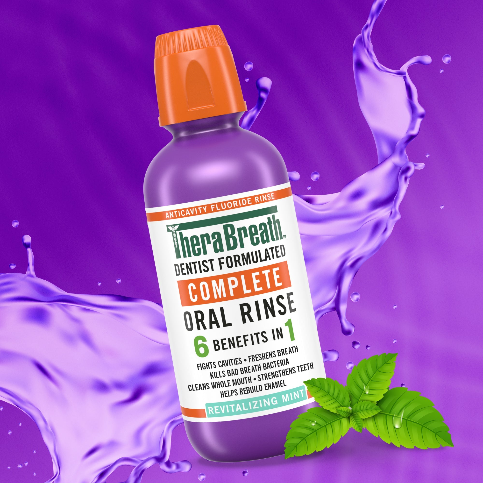 TheraBreath Complete Mouthwash, 6-In-1 Bene?ts, Alcohol-Free, Revitalizing Mint