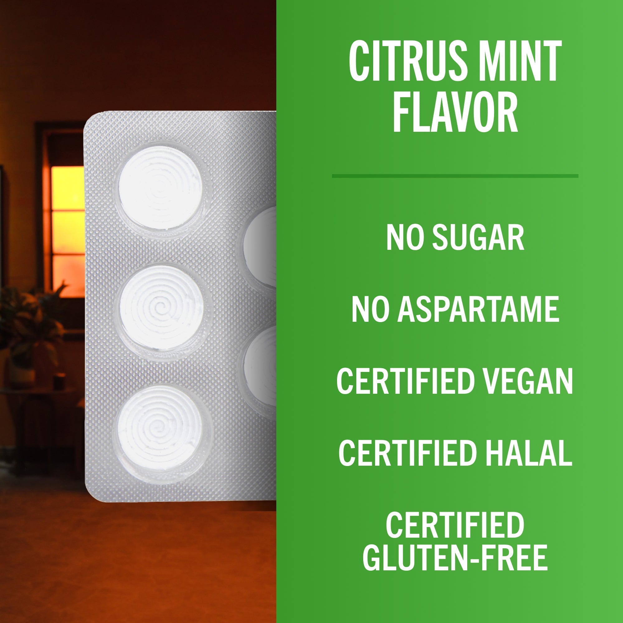 Fresh Breath Chewing Gum, Citrus Mint Flavor – 10 Count (Pack of 6)