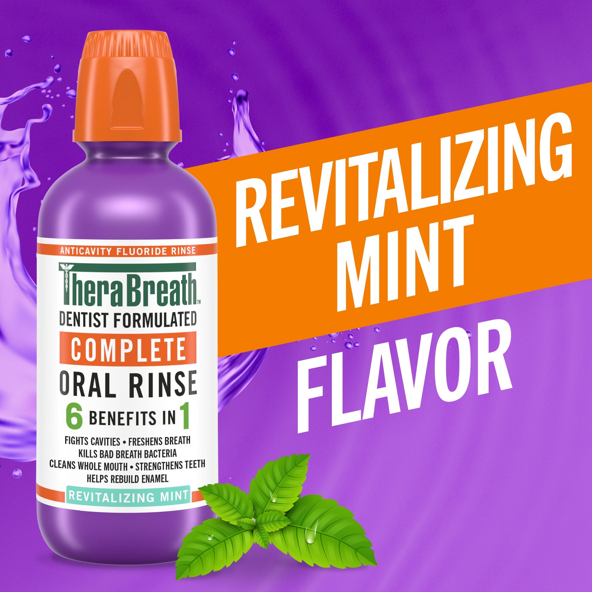 TheraBreath Complete Mouthwash, 6-In-1 Bene?ts, Alcohol-Free, Revitalizing Mint – 16 oz