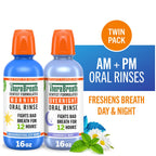 TheraBreath AM PM Mouthwash Bundle, Morning & Overnight Rinses, 16 Fl Oz, 2-Pack