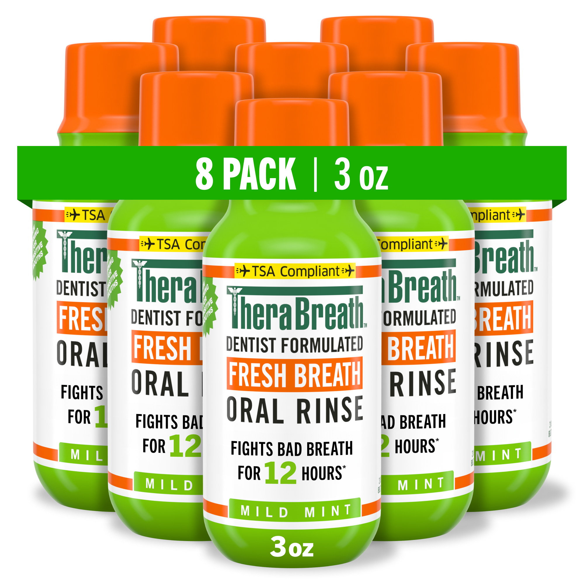 Fresh Breath Oral Rinse – Mild Mint – 3 OZ – 8 Pack