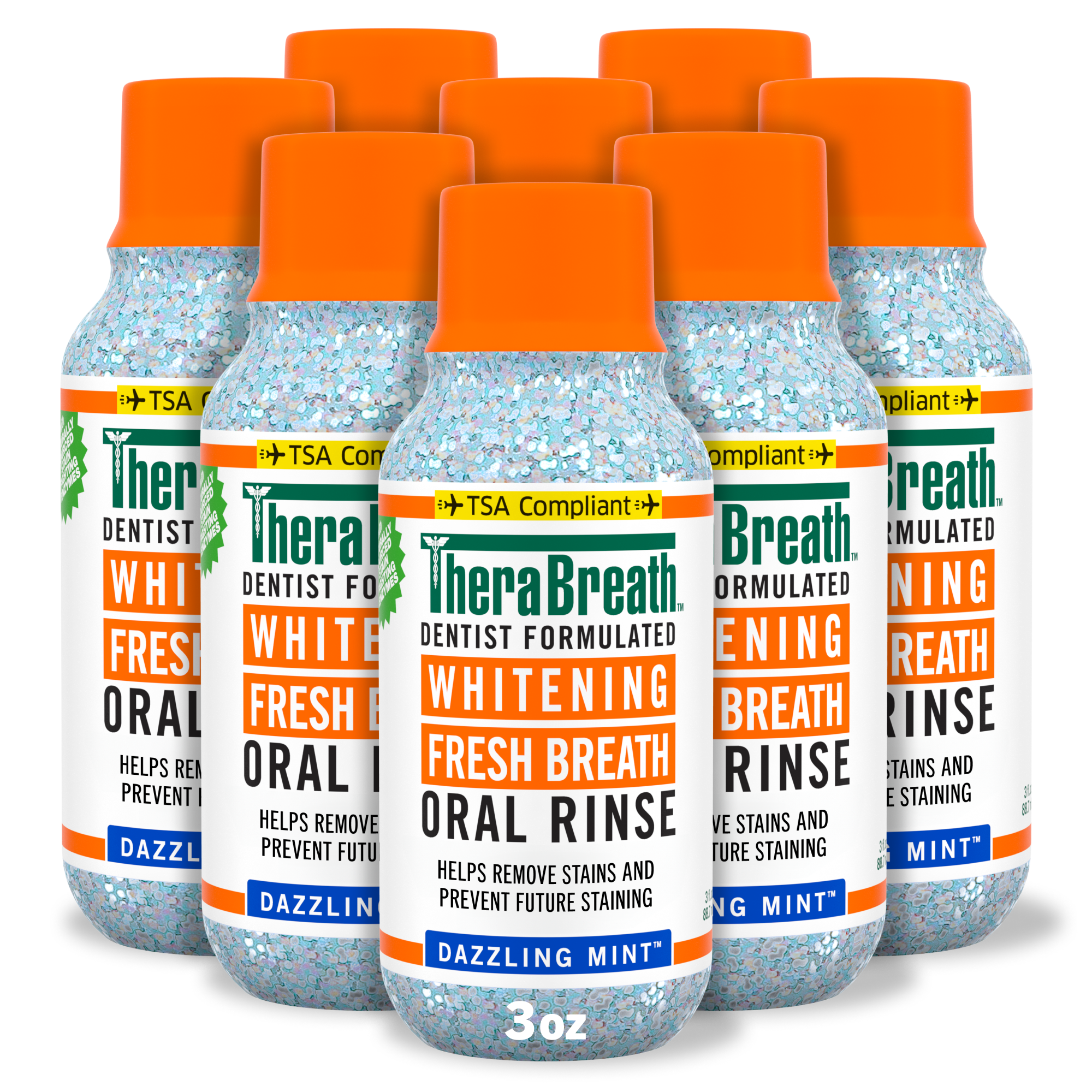 Whitening Fresh Breath Oral Rinse – Dazzling Mint – 3 OZ – 8 Pack