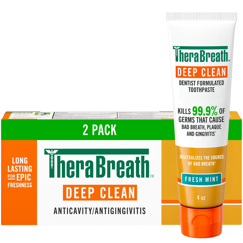 TheraBreath Deep Clean Toothpaste, Helps Fight Bad Breath, Fresh Mint – 2-Pack