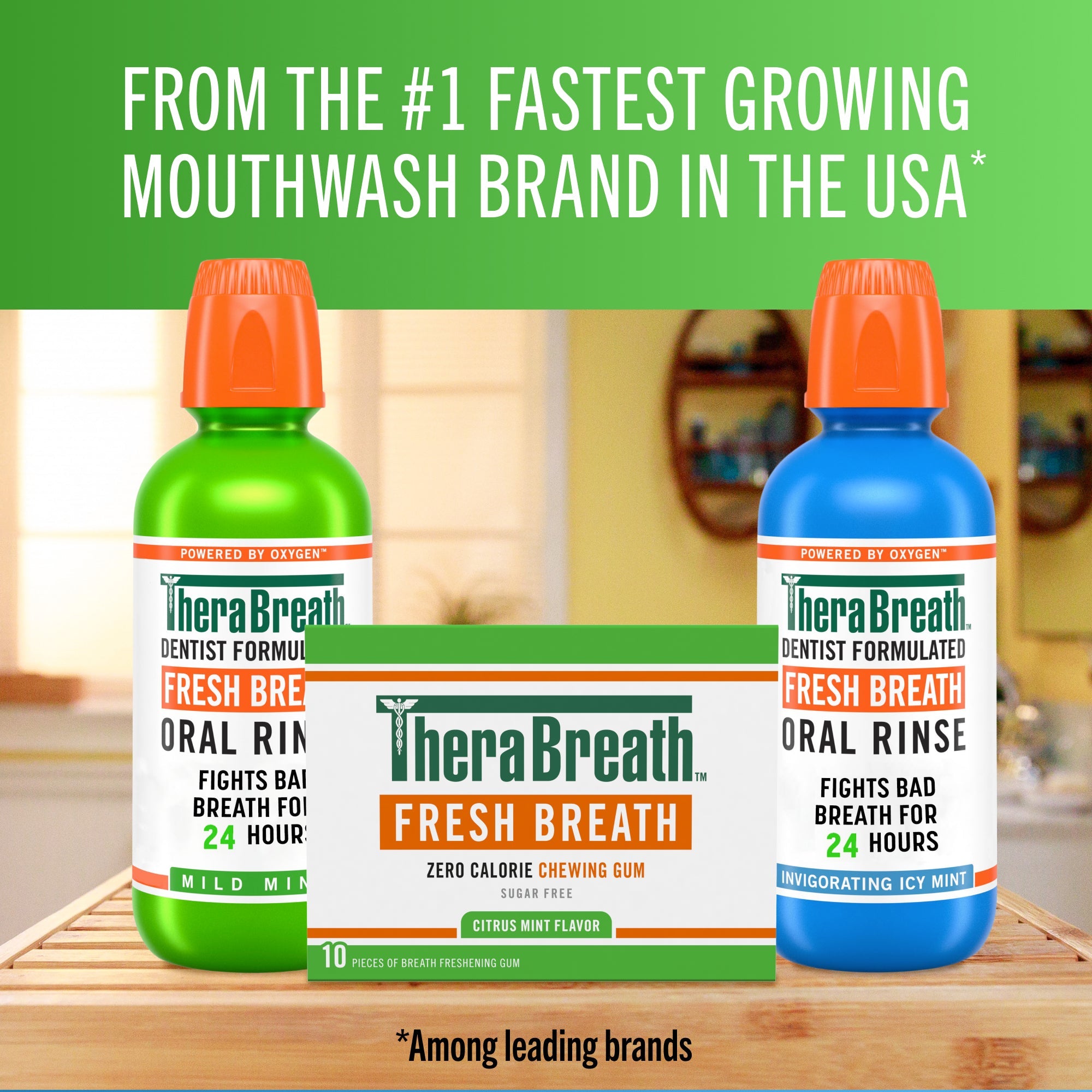 Fresh Breath Chewing Gum, Citrus Mint Flavor – 10 Count (Pack of 6)
