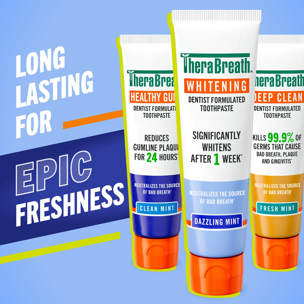 TheraBreath Whitening Toothpaste, Peroxide-Free & Anticavity, Dazzling Mint – 2-Pack